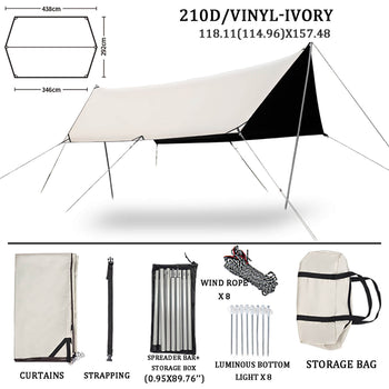 Sun Shade Sail Canopy &Tent-210D/vinyl-ivory-square9.84*13.12’