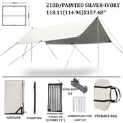 Sun Shade Sail Canopy &Tent-210D/Silver-Ivory-Square9.84*13.12’