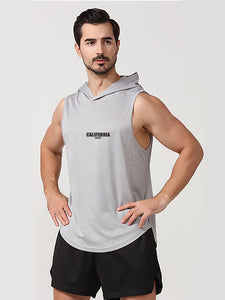 Men's Faith Print Hooded Sleeveless Active High Stretch Breathable Tank Top