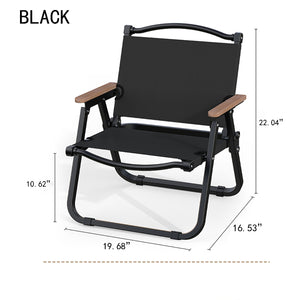 Folding Camping Chair- [Black Chair Frame] Small Black-Resin Armrest