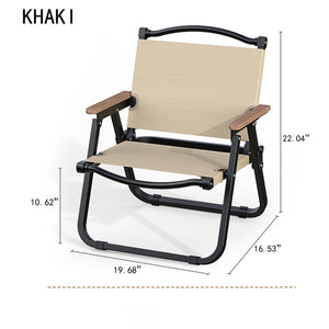 Folding Camping Chair-[Black Chair Frame] Small Khaki-Resin Armrest
