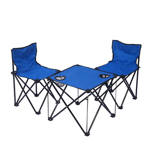 Folding Tables And Chairs-Blue Medium 3-Piece Set