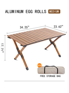 Outdoor Folding Table-35.43''Aluminum Alloy Egg Roll Table-With Storage Bag