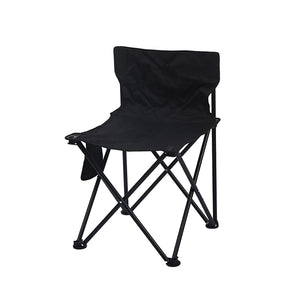 Portable Folding Stool Chair-16 Tube Side Pockets Black L