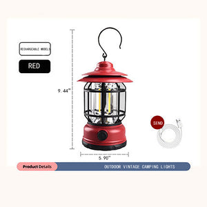 Rechargeable Camping Lamp-Retro lantern [red] With Battery Charging Cable