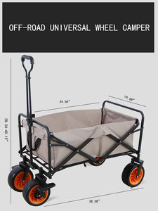 Folding Wagon Cart-Off-Road Wheels-Khaki [8-Inch Widened Universal Wheel / With Double-Sided Brakes]