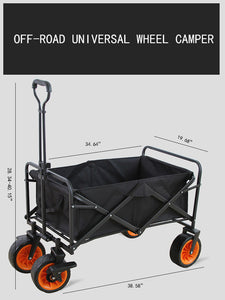 Folding Wagon Cart-Off-Road Wheel-Black [8 Inch Widened Universal Wheel / With Bilateral Brakes]