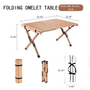 Outdoor Folding Table-35.43'' beech Egg Roll Table--With Storage Bag