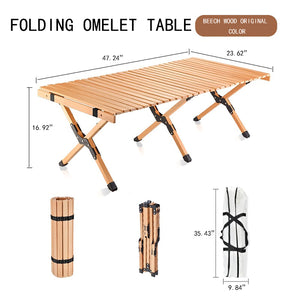Outdoor Folding Table-47.24''beech Egg Roll Table--With Storage Bag