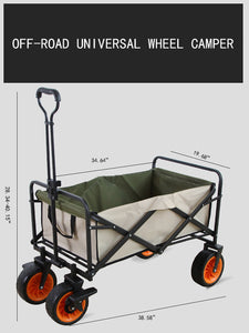 Folding Wagon Cart-Off-Road Wheel-Mi Green [8 Inch Widened Universal Wheel / With Bilateral Brakes]