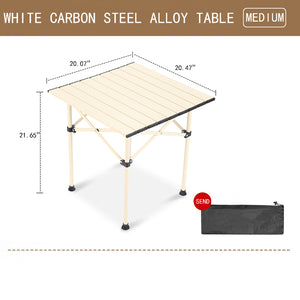 Outdoor Folding Table-White Carbon Steel Alloy Table - Medium Size (Send Storage Bag)