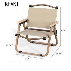 Folding Camping Chair-[Wood Grain Chair Frame] Large Khaki-Beech Armrest