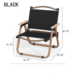 Folding Camping Chair-[Wood Grain Chair Frame] Large Black-Beech Armrest
