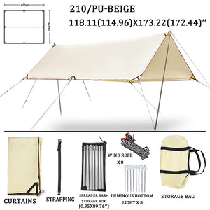 Sun Shade Sail Canopy &Tent-210D/PU-beige-hexagon9.84*14.44’