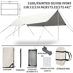 Sun Shade Sail Canopy &Tent-210D/Silver-Ivory-Hexagon9.84*14.44’