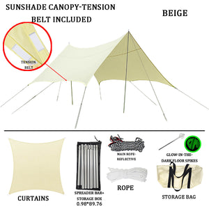 Sun Shade Sail Canopy &Tent-420D/PU-beige-with pull belt