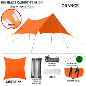Sun Shade Sail Canopy &Tent-420D/PU-orange-with tension strap