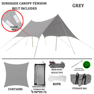 Sun Shade Sail Canopy &Tent-420D/PU-gray-with tension strap