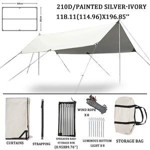 Sun Shade Sail Canopy &Tent-210D/Silver-Ivory-Square9.84*16.4’