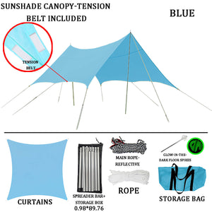 Sun Shade Sail Canopy &Tent-420D/PU-blue-with pull belt